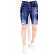 Jeans corto con salpicaduras de pintura  - 1020 - Azul