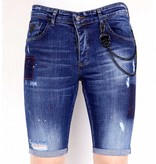 Local Fanatic Jeans corto con salpicaduras de pintura  - 1020 - Azul