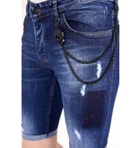 Local Fanatic Jeans corto con salpicaduras de pintura  - 1020 - Azul