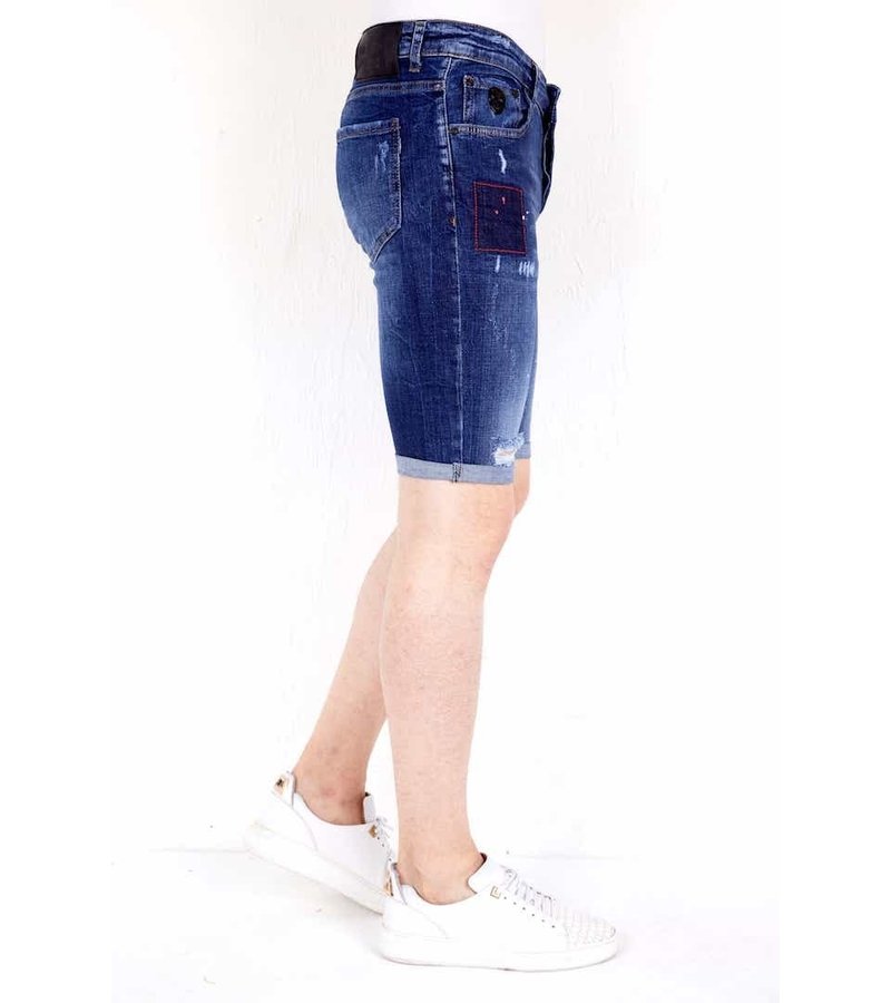 Local Fanatic Jeans corto con salpicaduras de pintura  - 1020 - Azul