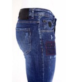 Local Fanatic Jeans corto con salpicaduras de pintura  - 1020 - Azul