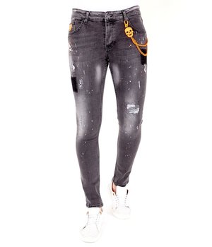Local Fanatic Pantalones con manchas de pintura - 1034 - Gris