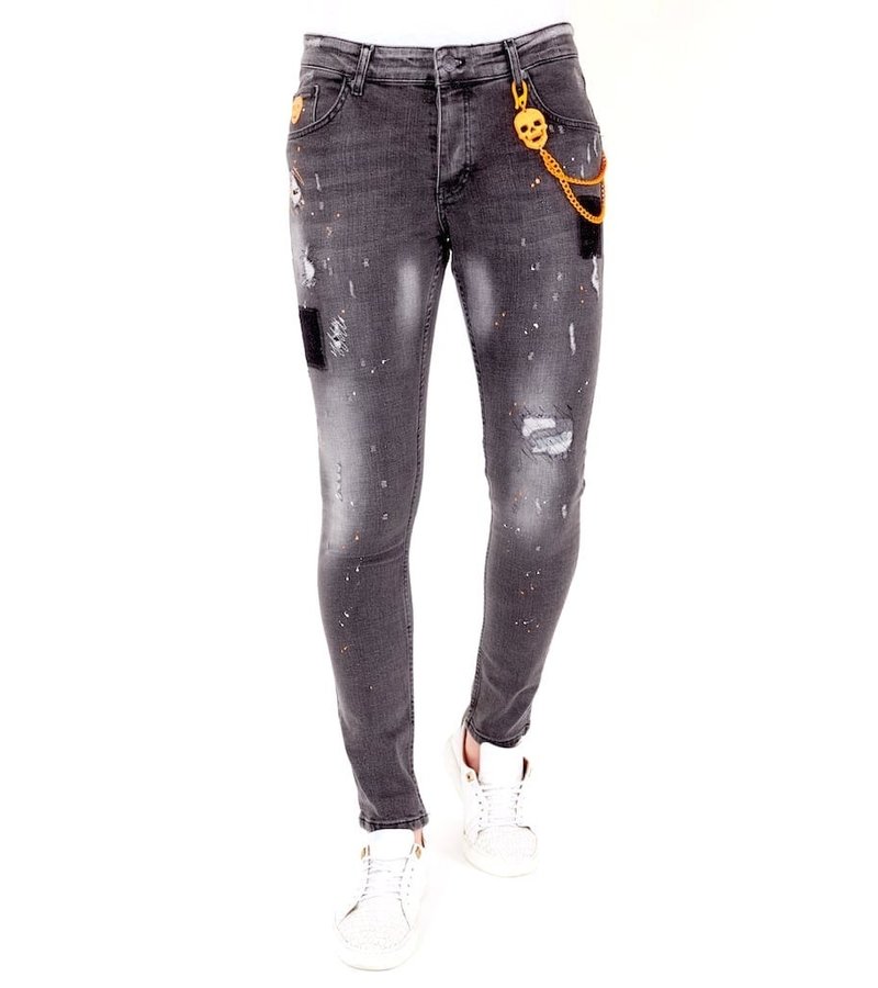 Local Fanatic Pantalones con manchas de pintura - 1034 - Gris