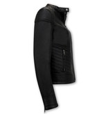 Bludeise Chaqueta De Cuero Mujer Biker - AY109 - Negro