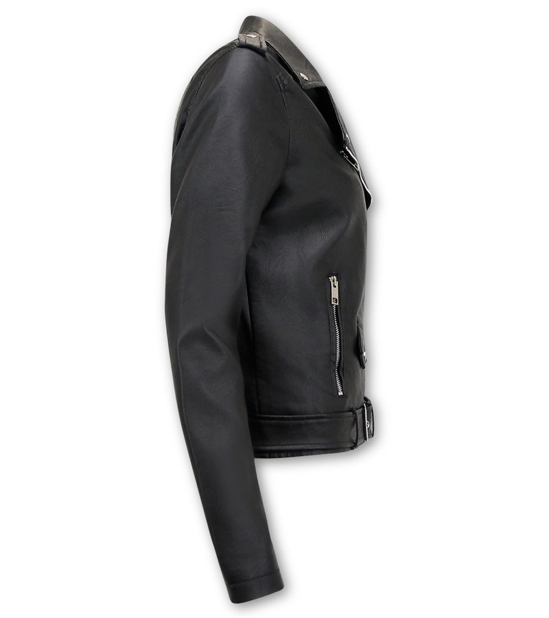 Bludeise Chaquetas de Cuero De Mujer - AY033 - Negro