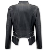 Bludeise Chaqueta De Cuero Biker Mujer - AY152 - Negro