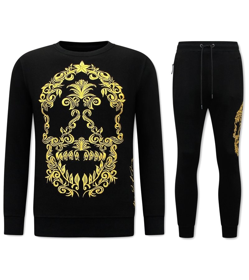 Local Fanatic Chandal Hombre Baratos Online Skull Embroidery - 11-6510Z - Negro