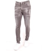 True Rise Slim Fit Jeans Rotos Salpicaduras Pintura - SLM-41 - Gris