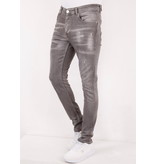 True Rise Slim Fit Jeans Rotos Salpicaduras Pintura - SLM-41 - Gris