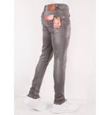 True Rise Slim Fit Jeans Rotos Salpicaduras Pintura - SLM-41 - Gris