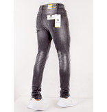 True Rise Jeans Con Salpicaduras De Pintura - DC-013 - Gris