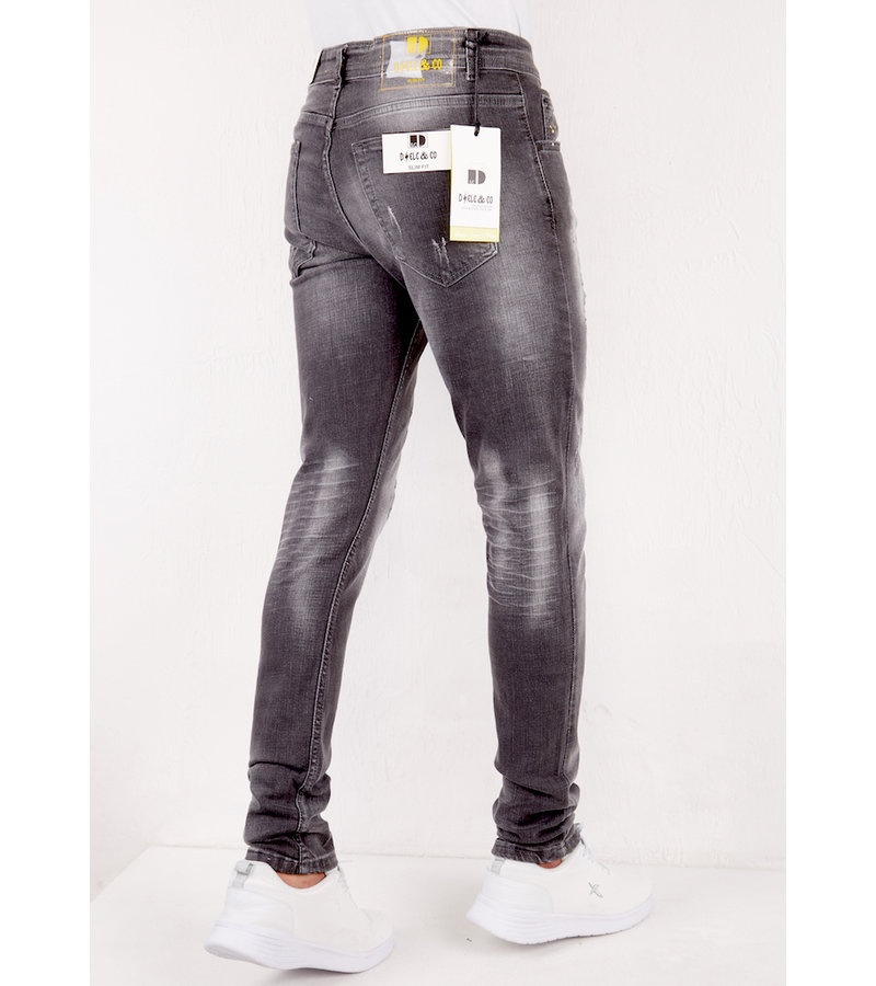 True Rise Jeans Con Salpicaduras De Pintura - DC-013 - Gris