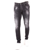 True Rise Slim Fit Salpicadura Pintura Denim - DC-014 - Negro