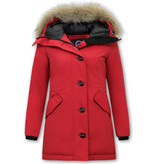 Matogla Mujer Parka capucha pelo - 7602 - Rojo