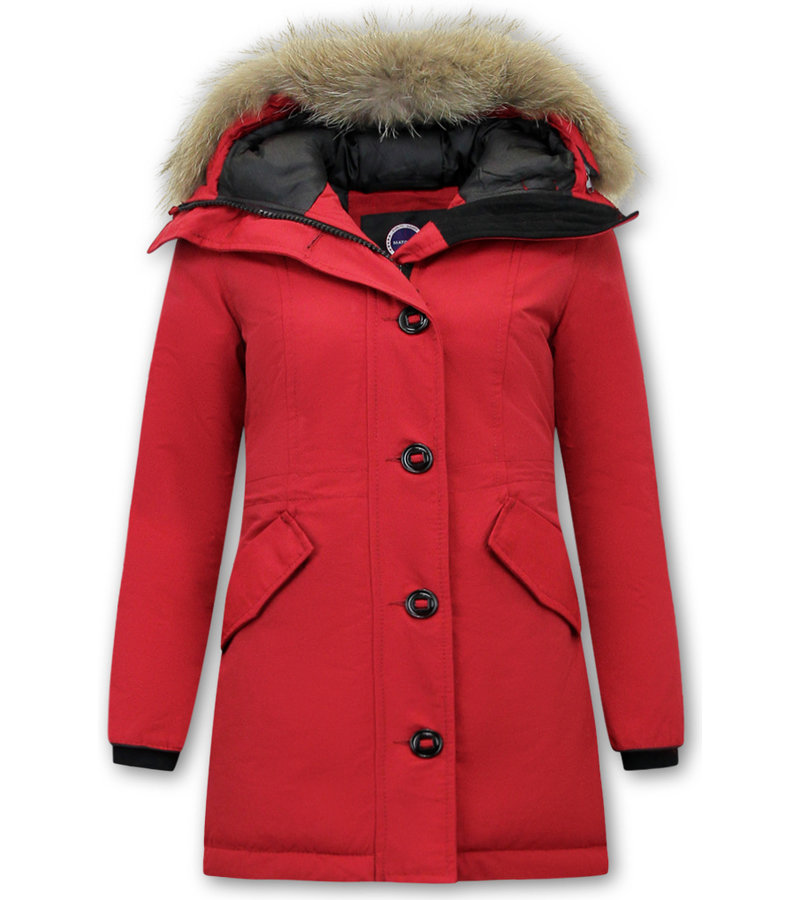 Matogla Mujer Parka capucha pelo - 7602 - Rojo