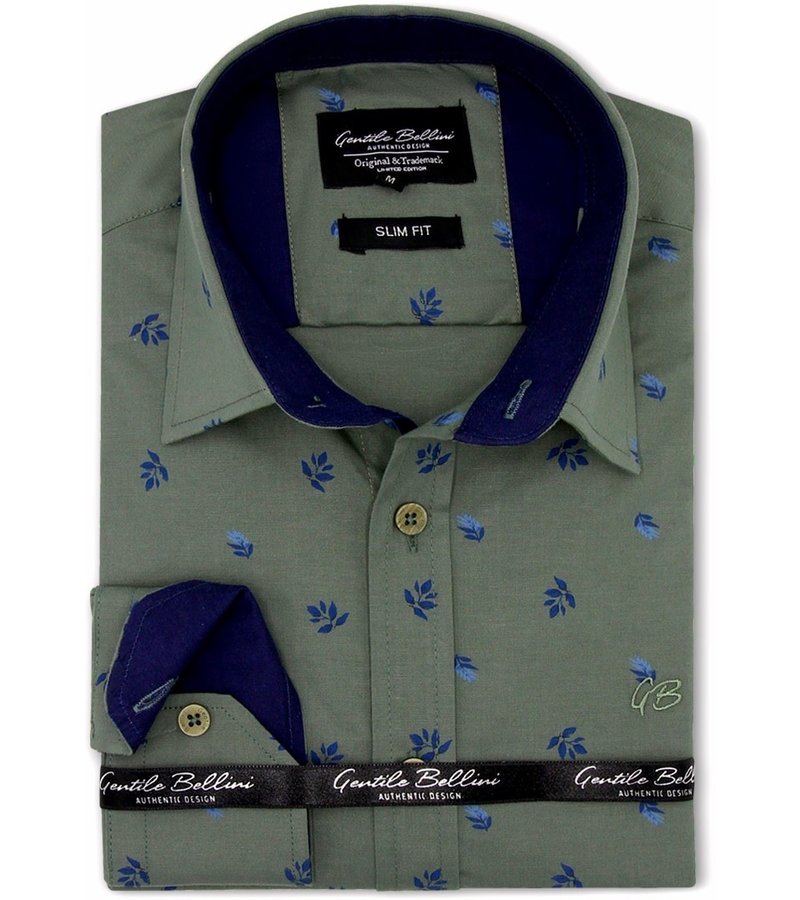 Gentile Bellini Camisa Floral Hombre Slim Fit - 3099 - Verde