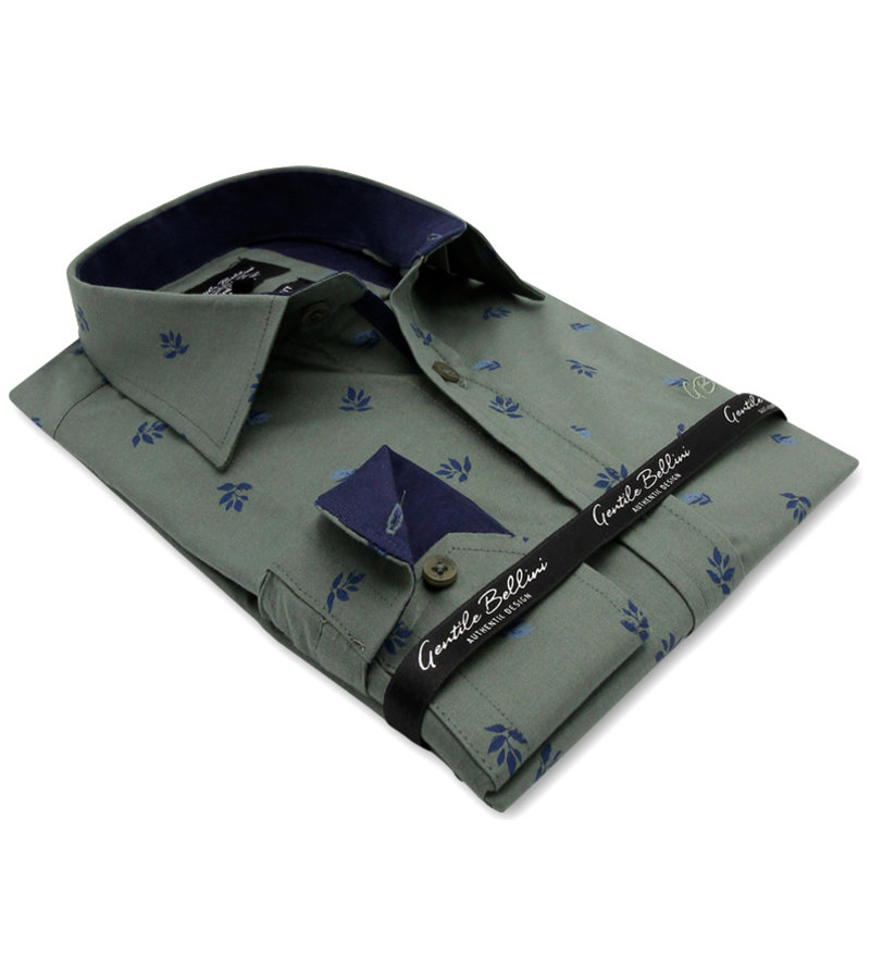 Gentile Bellini Camisa Floral Hombre Slim Fit - 3099 - Verde