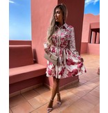 Msn-Collection Vestido de dama de lujo de longitud media - 21695 - Blanco / rosa