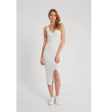Robin-Collection Vestido Mujer Canalé Elástico - T93513 - Blanco