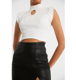 Robin-Collection Top Elástico Rib Mujer - T93545 - Blanco