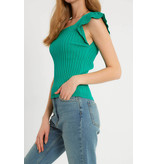 Robin-Collection Top Elástico Rib Mujer - T93547 - Verde