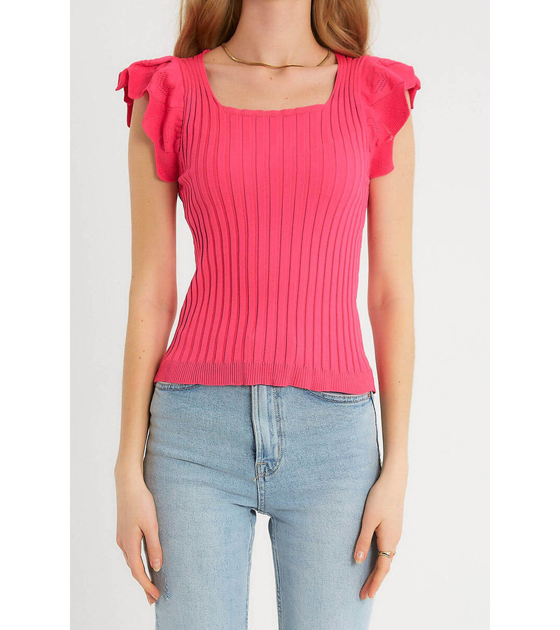 Robin-Collection Top Elástico Rib Mujer - T93547 - Rosa