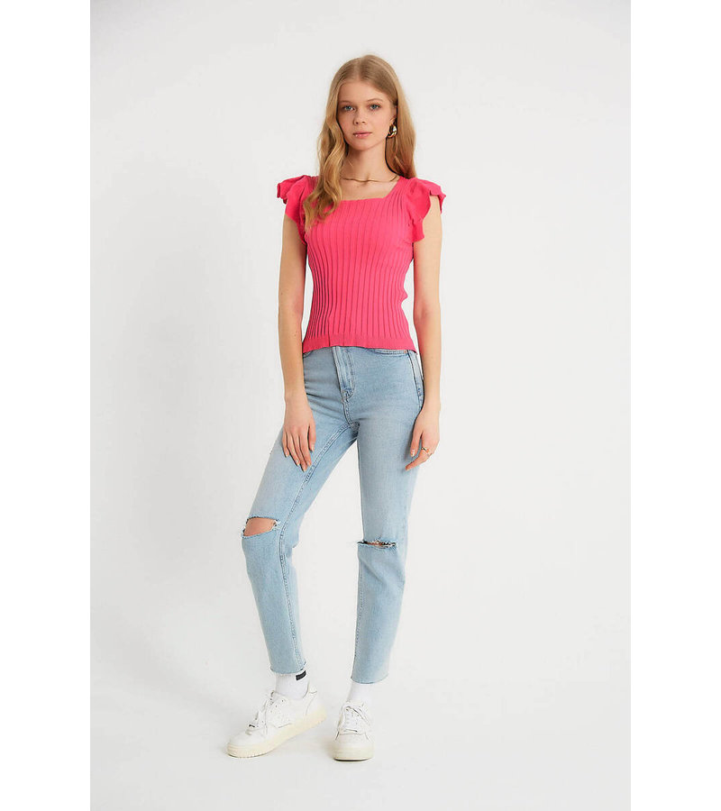 Robin-Collection Top Elástico Rib Mujer - T93547 - Rosa