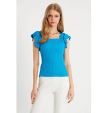 Robin-Collection Top Elástico Rib Mujer - T93547 - Azul