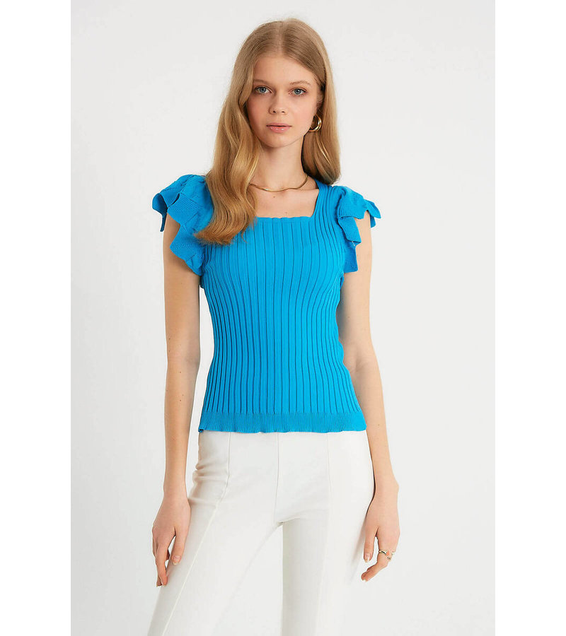 Robin-Collection Top Elástico Rib Mujer - T93547 - Azul