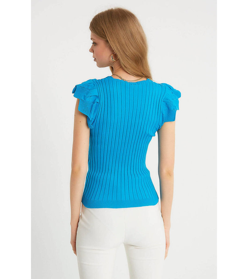 Robin-Collection Top Elástico Rib Mujer - T93547 - Azul