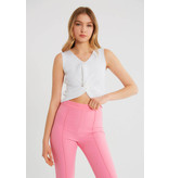 Robin-Collection Top Elástico Rib Mujer - T93564 - Blanco