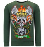 Tony Backer Sudaderas Para Hombre De Moda Skull Head - 3662 - Verde