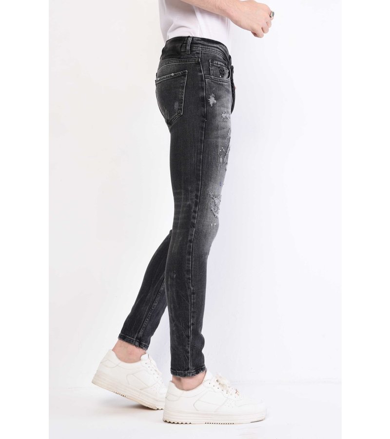 Local Fanatic Jeans Rotos Salpicaduras Pintura - 1061 - Gris