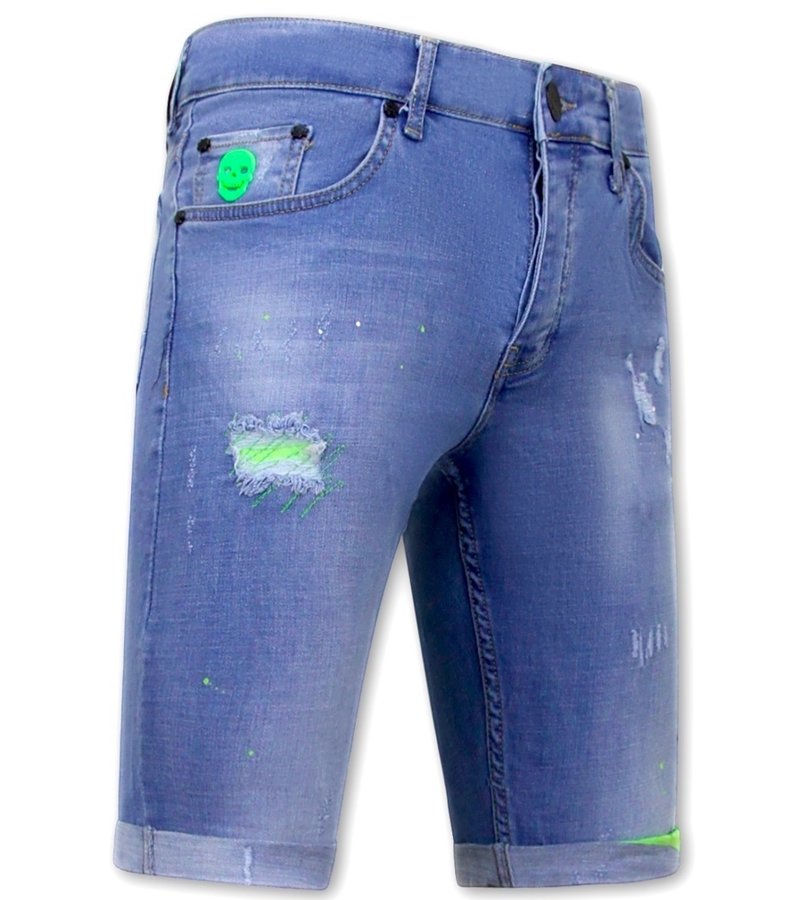 Local Fanatic Skinny Pantalones Vaqueros Cortos Hombre -1027-SH - Azul