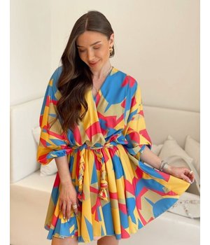 Msn-Collection Vestido Largo Medio de Mujer de Lujo - 21324 - Amarillo/Color