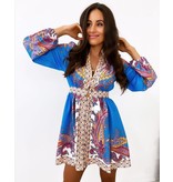Msn-Collection Vestido de dama de lujo de longitud media - 21495 - Beige / Azul