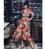 Msn-Collection Vestido Largo de Lujo para Dama - 22128 - Beige / Rojo