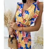 Msn-Collection Vestido Largo de Lujo para Dama - 22179 - Amarillo / Azul