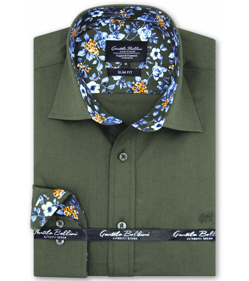 Gentile Bellini Camisas Italianas Hombre Slim Fit - 3039NW - Verde