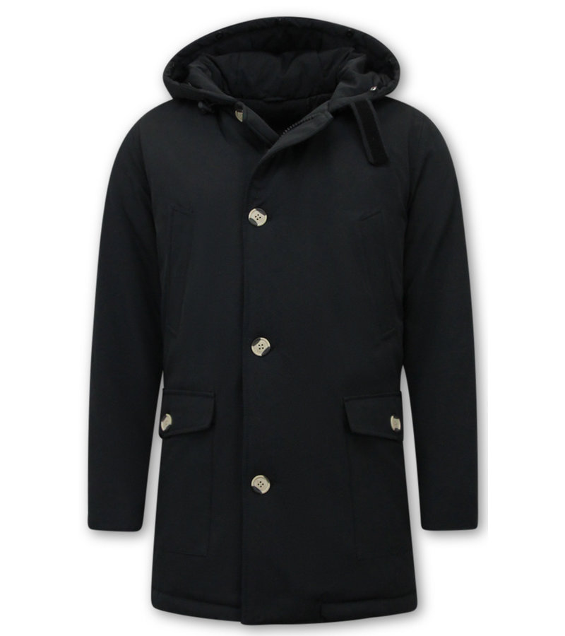 Enos Parka Larga Hombre con Capucha - 7101 - Negro