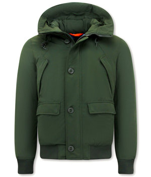 Warren Webber Chaqueta Corta De Invierno Para Hombre Con Capucha - 8002 - Verde