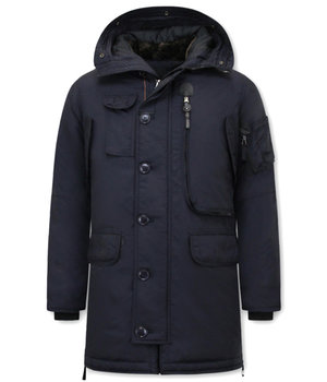 Just Key Parka Larga Hombre con Capucha - 1773 - Azul