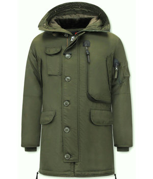 Just Key Abrigo Largo Invierno Hombre con Capucha - 1773 - Verde