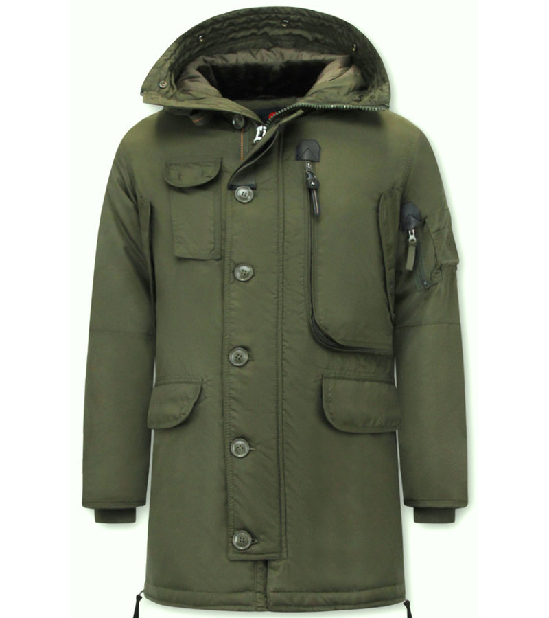 Just Key Abrigo Largo Invierno Hombre con Capucha - 1773 - Verde