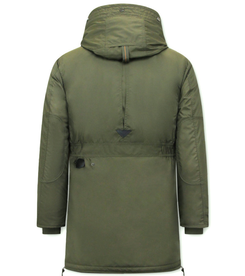 Just Key Abrigo Largo Invierno Hombre con Capucha - 1773 - Verde