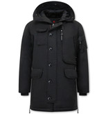 Just Key Parka Chaqueta Hombre con Capucha - 1773 - Negro