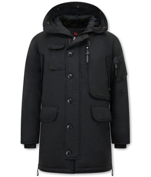 Just Key Parka Chaqueta Hombre con Capucha - 1773 - Negro