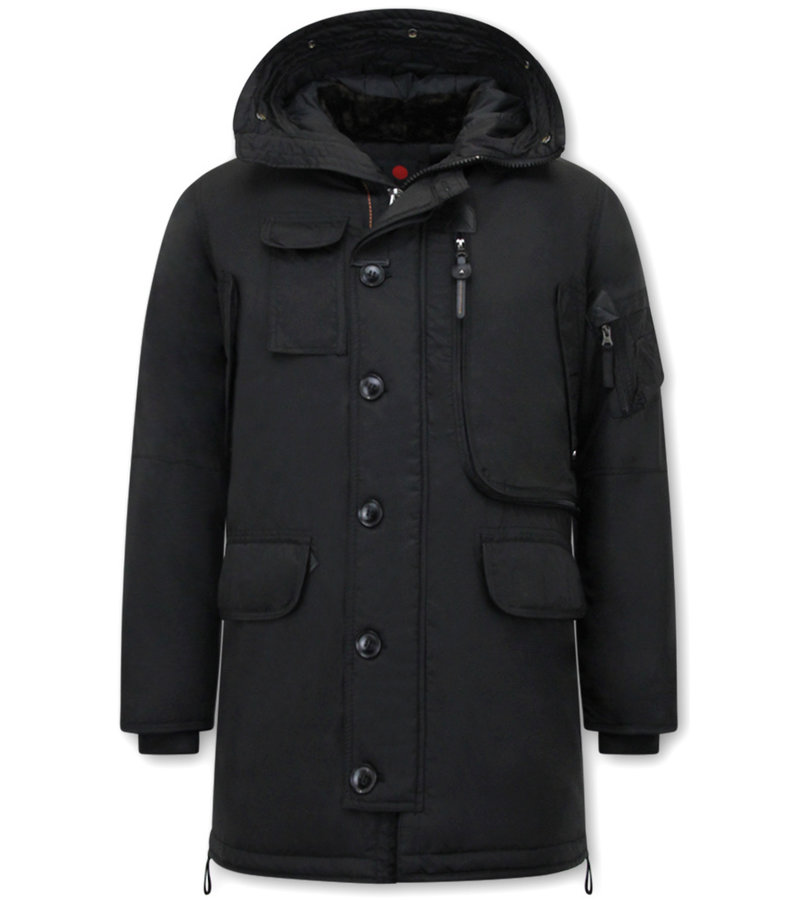 Just Key Parka Chaqueta Hombre con Capucha - 1773 - Negro