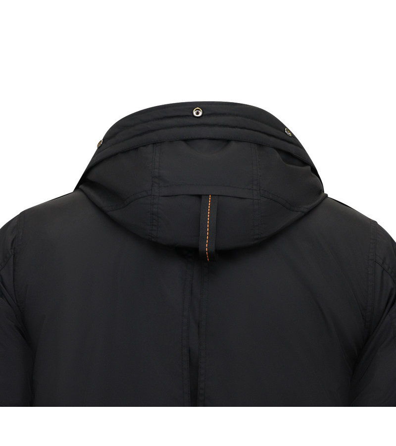 Just Key Parka Chaqueta Hombre con Capucha - 1773 - Negro