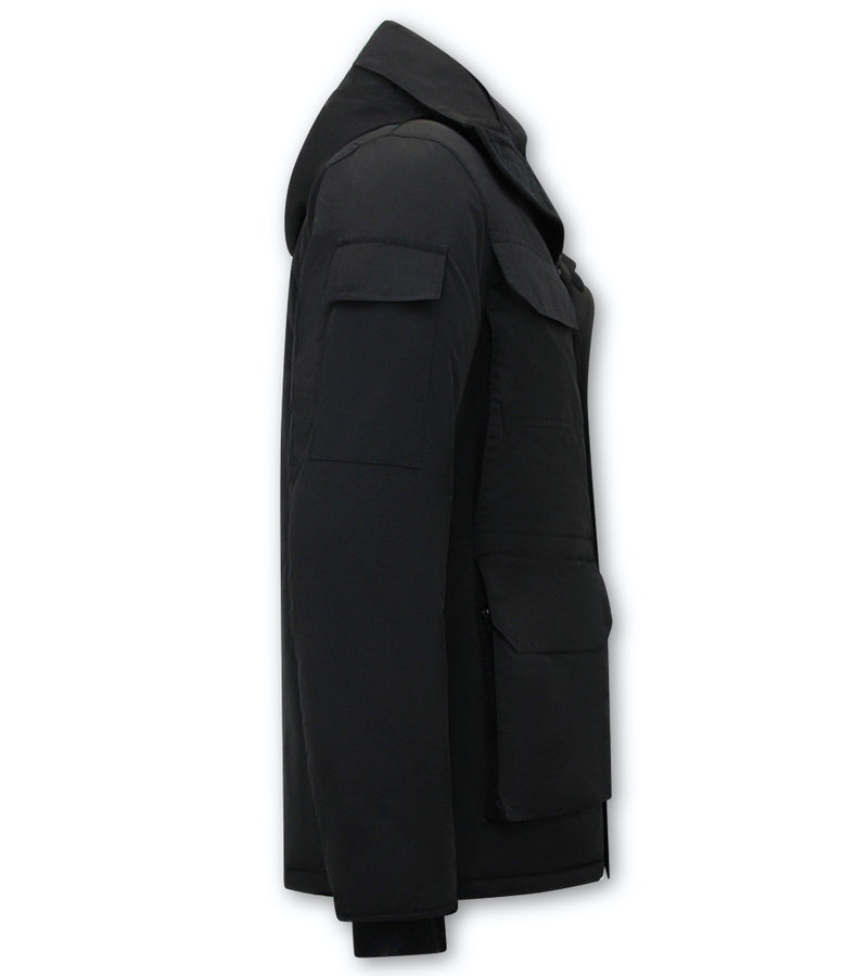 Beluomo Abrigo De Invierno Medio Largo Con Capucha -7503 - Negro